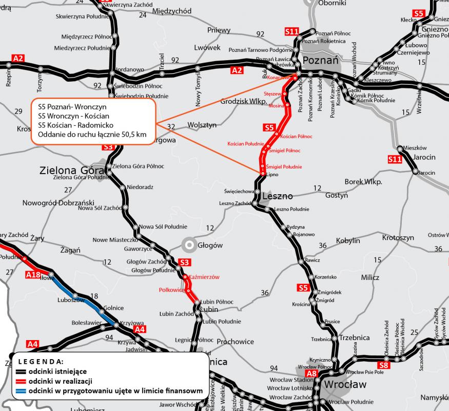 S5 - od dzisiaj z Wrocawia do Poznania 160 km w 1,5 godziny